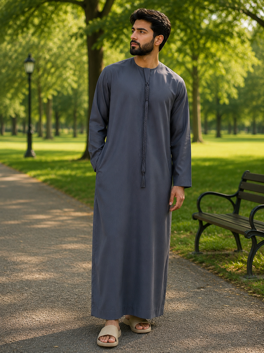 Grey Premium Emirati Style Thobe