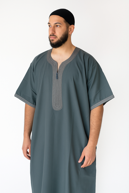Grey Premium Moroccan Style Thobe