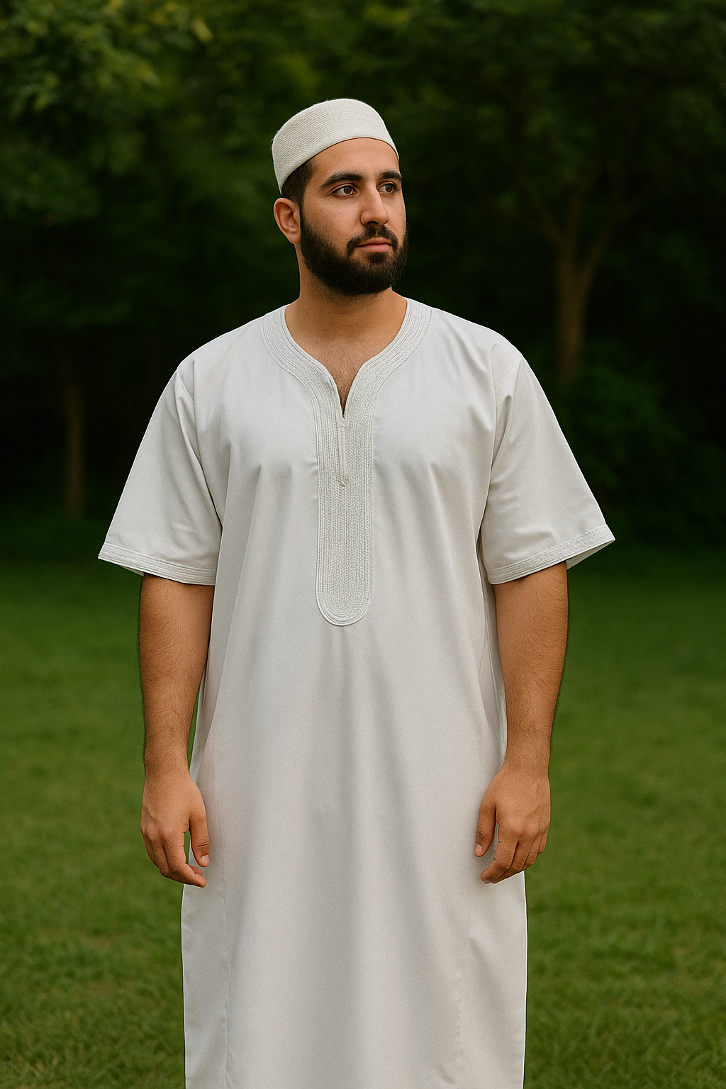 White Premium Moroccan Style Thobe