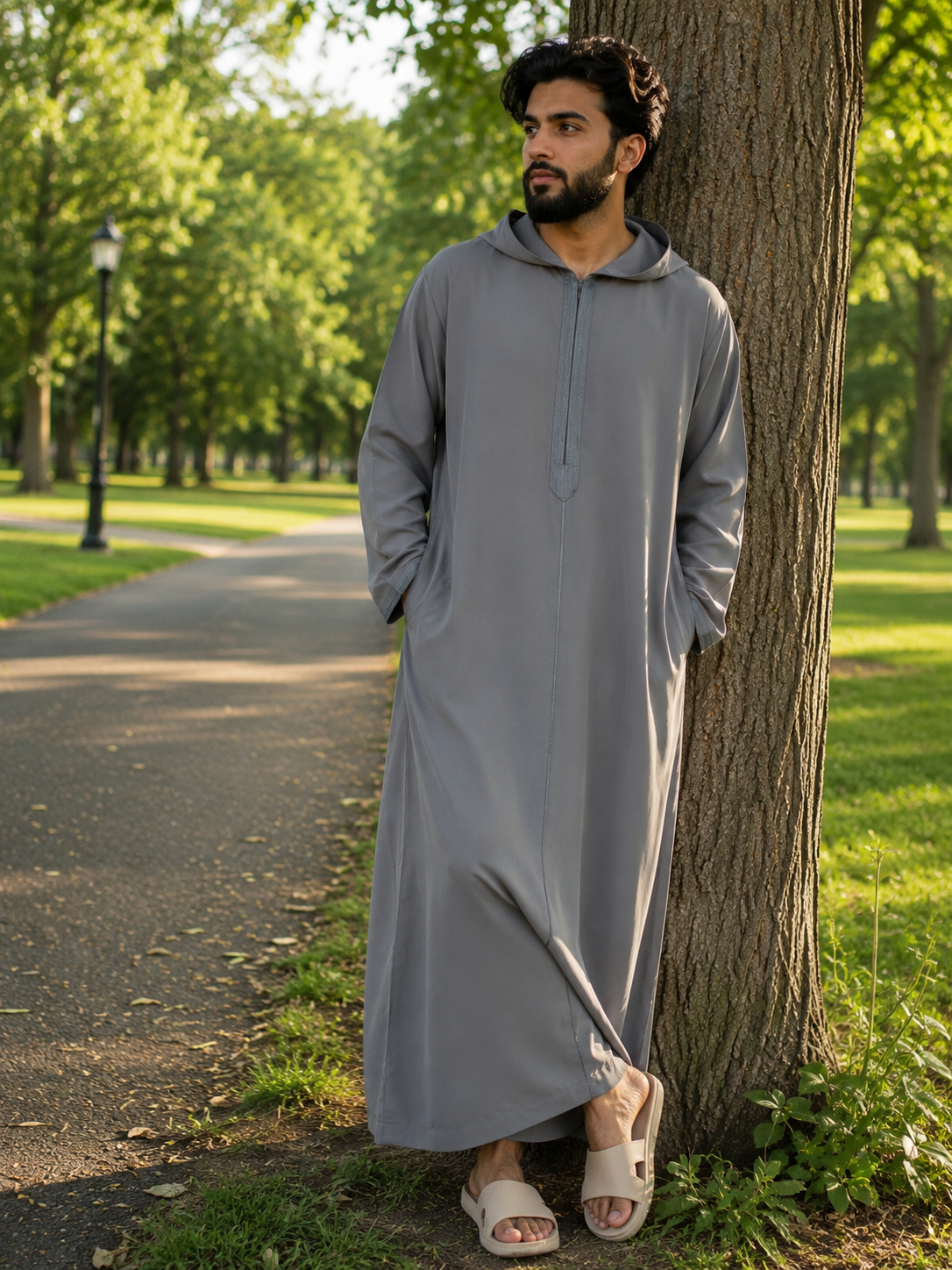 Grey Premium Hooded Style Thobe