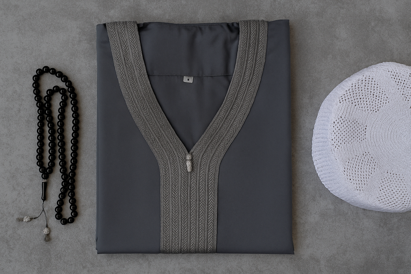 Grey Premium Moroccan Style Thobe