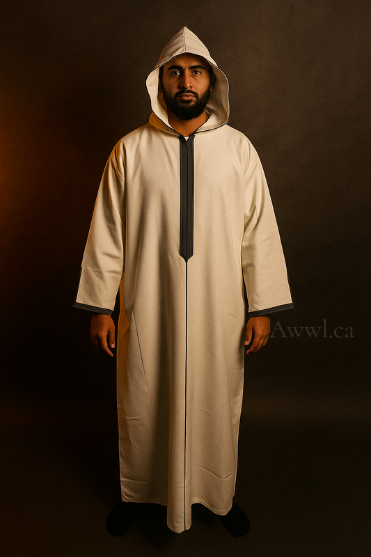 White Premium Hooded Style Thobe